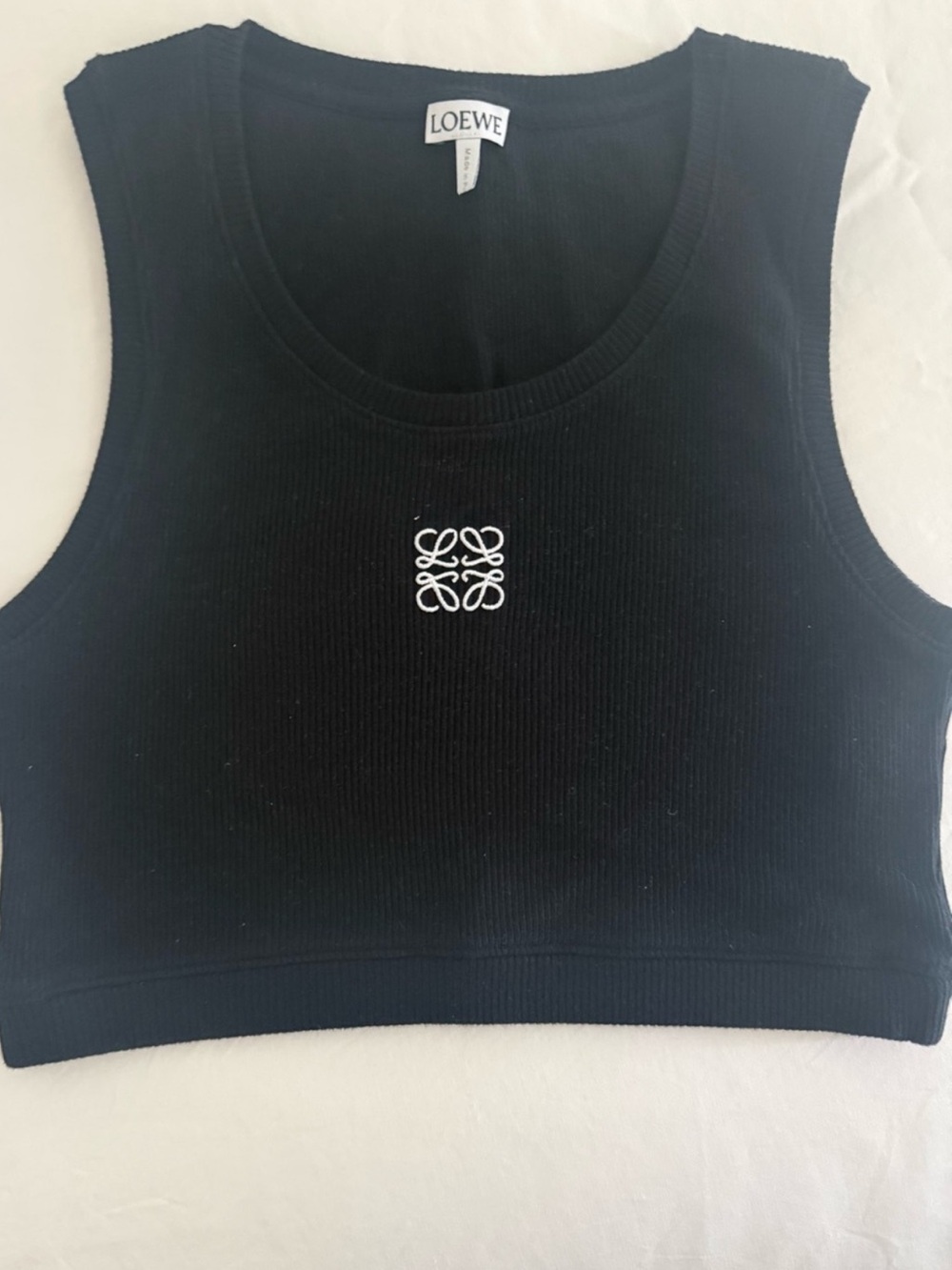Loewe Black Ribbed Logo Crop Tank Top